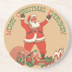 Posavasos ¡Feliz Navidad a Todos! Santa Claus Vintage