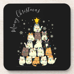 Posavasos Feliz Navidad árbol de gato Meowy