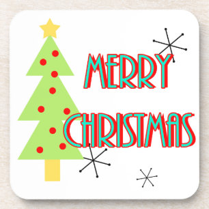 Posavasos feliz navidad árbol moderno de mediados de siglo r