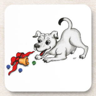 Posavasos ¡Feliz Navidad! Cachorro con bell y ball