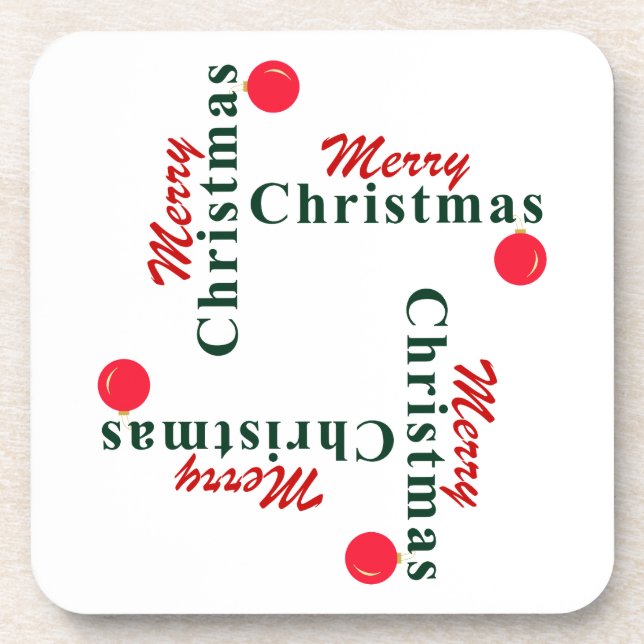 Posavasos Feliz Navidad, colgado Ornamento clásico festivo (Frente)
