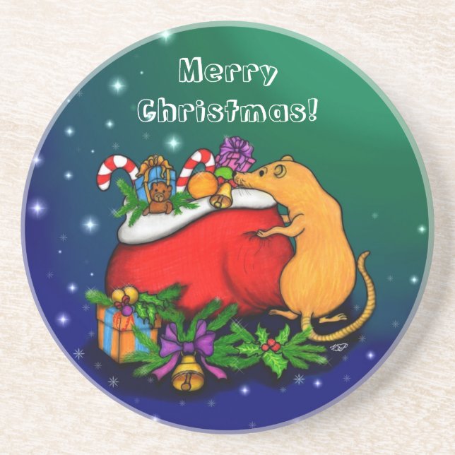 Posavasos Feliz Navidad con el príncipe rata (Frente)
