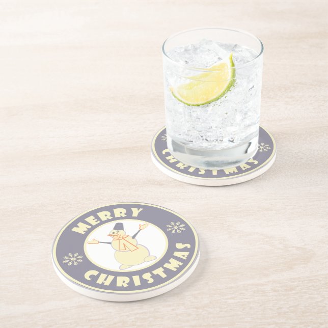 Posavasos Feliz Navidad feliz estilo de café famoso de nieve (Lado)