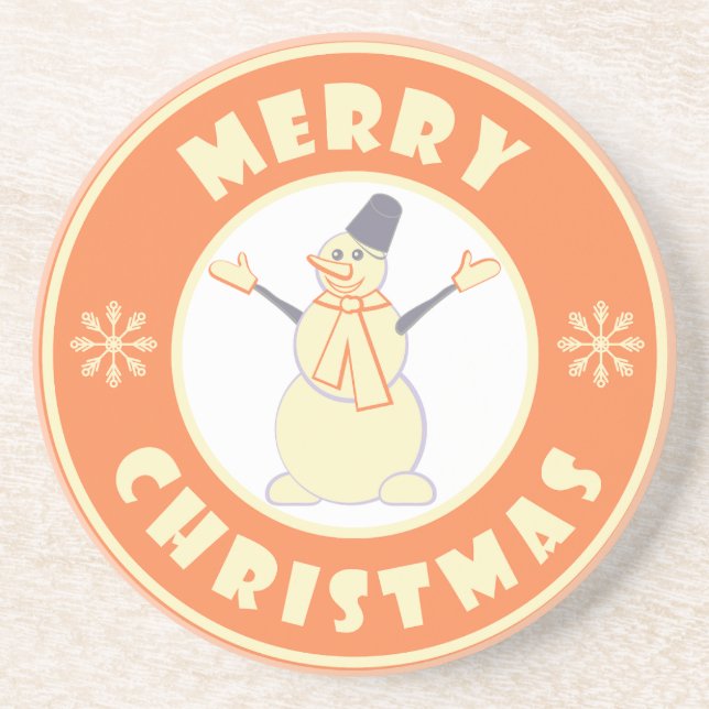 Posavasos Feliz Navidad feliz estilo de café famoso de nieve (Frente)