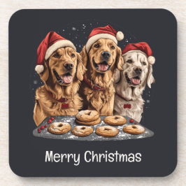 Posavasos Feliz Navidad Golden Retriever Dogs Baking