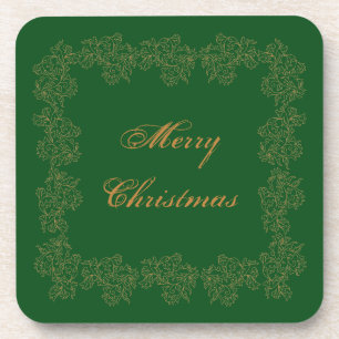 Posavasos Feliz Navidad Green Gold Plasaster