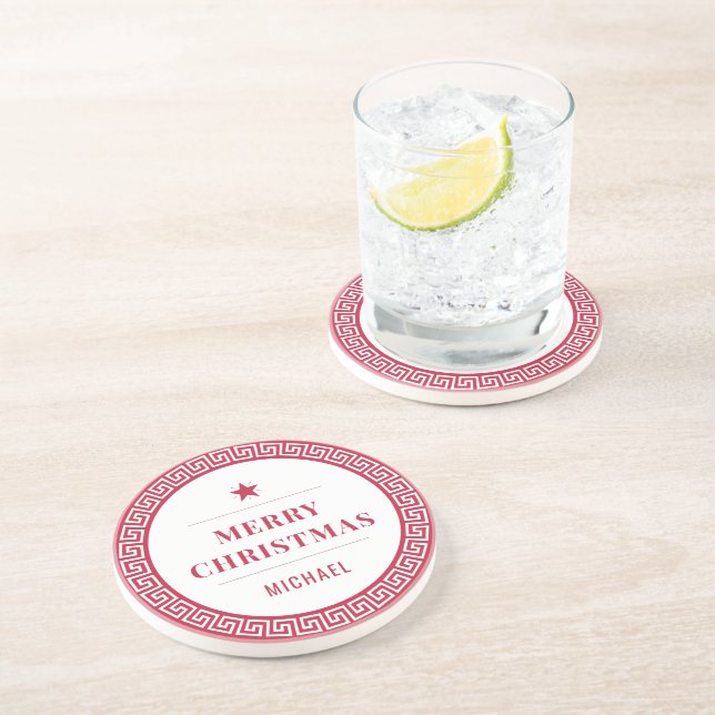 Posavasos Feliz Navidad Moda moderna Elegante Navidad Roja (Lado)