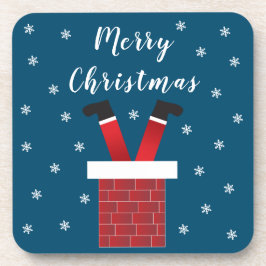 Posavasos Feliz Navidad Papá Noel Atrapado En Una Chimenea