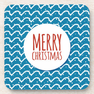 Posavasos Feliz Navidad Patrón sin foco Textura azul