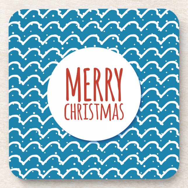 Posavasos Feliz Navidad Patrón sin foco Textura azul (Frente)