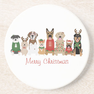 Posavasos Feliz Navidad Perros Rojo Verde