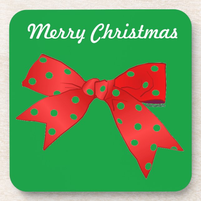 Posavasos Feliz Navidad, Personalizar de Bow Rojo (Frente)