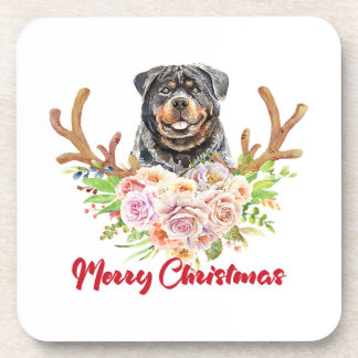 Posavasos Feliz Navidad Rottweiler Perro Reindeo Perro Navid