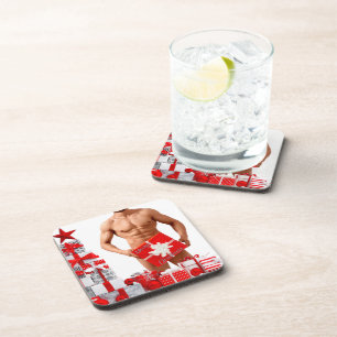 Posavasos Feliz Navidad SlipperyJoe regalo rojo blanco plata