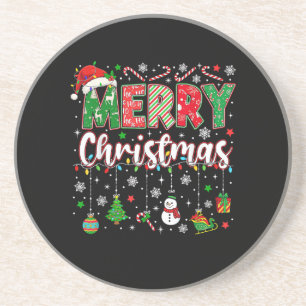 Posavasos Feliz Navidad Sombrero Rojo de Santa Reno Santa Co