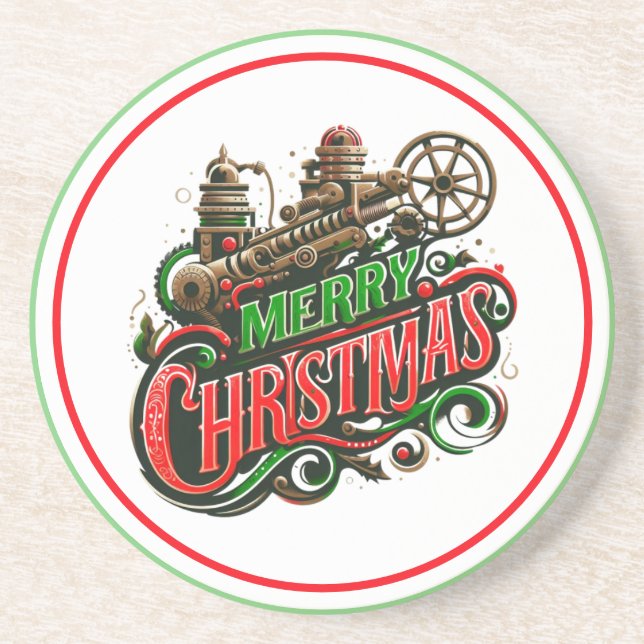 Posavasos Feliz Navidad steampunk (Frente)