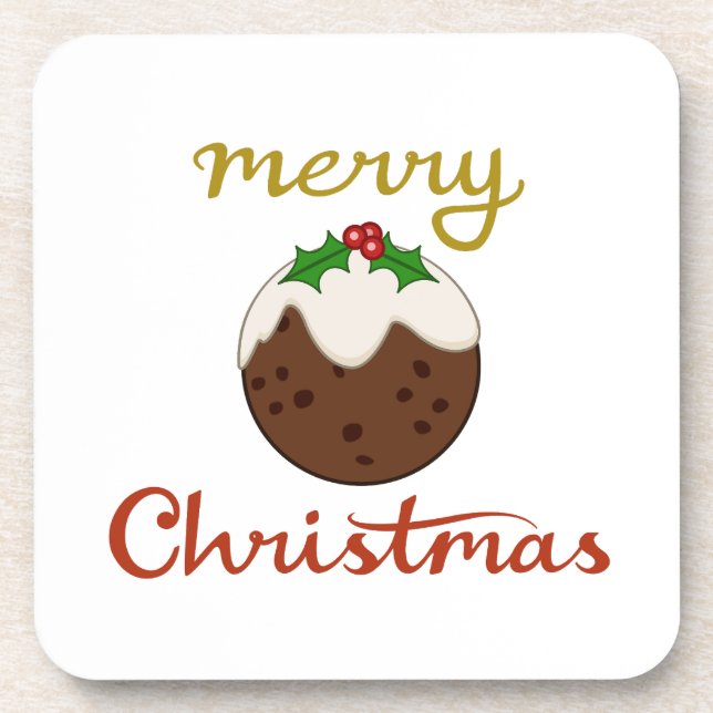 Posavasos Feliz Navidad y diseño de pudding (Frente)