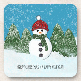 Posavasos Feliz Navidad y feliz Año Nuevo Snowman
