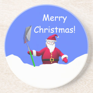 Posavasos Feliz Papá Noel de Navidad con Shovel