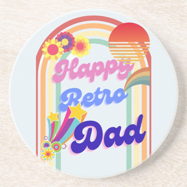 Posavasos Feliz papá retro (Frente)