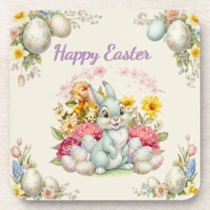 Posavasos Feliz Pascua Conejito de Acuarela