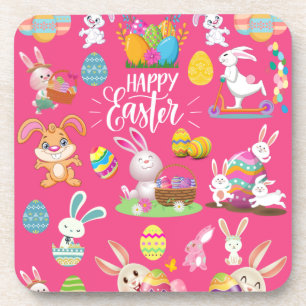Posavasos Feliz Pascua, Divertidos Deseos De Los Conejitos Y