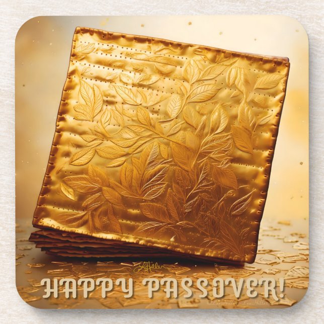 Posavasos ¡Feliz Pascua! Golden Matzah (Frente)