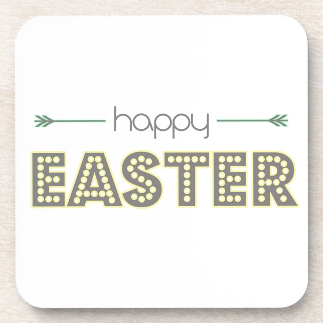 Posavasos feliz pascua primavera amarillo menta verde simple (Frente)