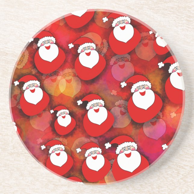 Posavasos Feliz patrón de Papá Noel sin foco (Frente)