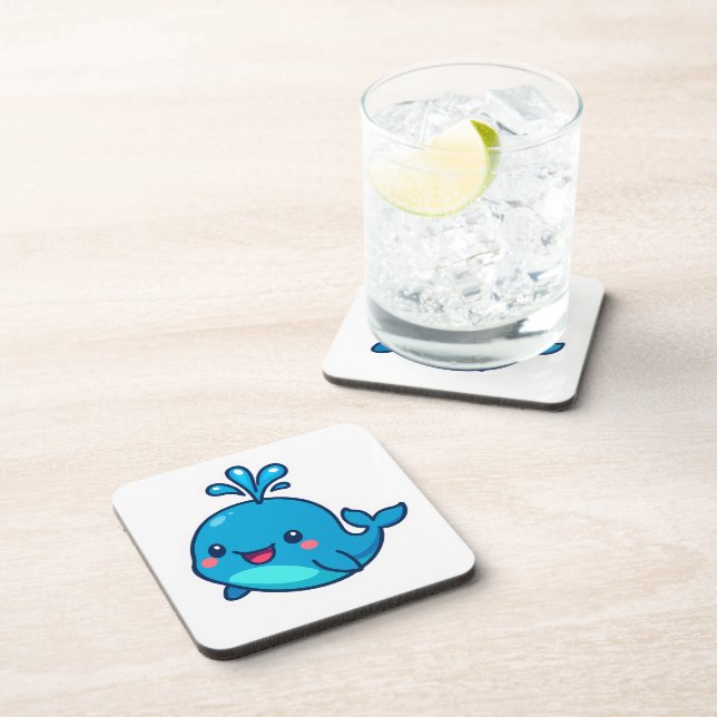 Posavasos Feliz Pegatina de ballenas de Kawaii - amigo íntim (Lado Derecho)
