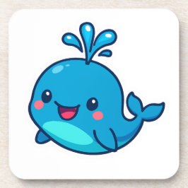 Posavasos Feliz Pegatina de ballenas de Kawaii - amigo íntim