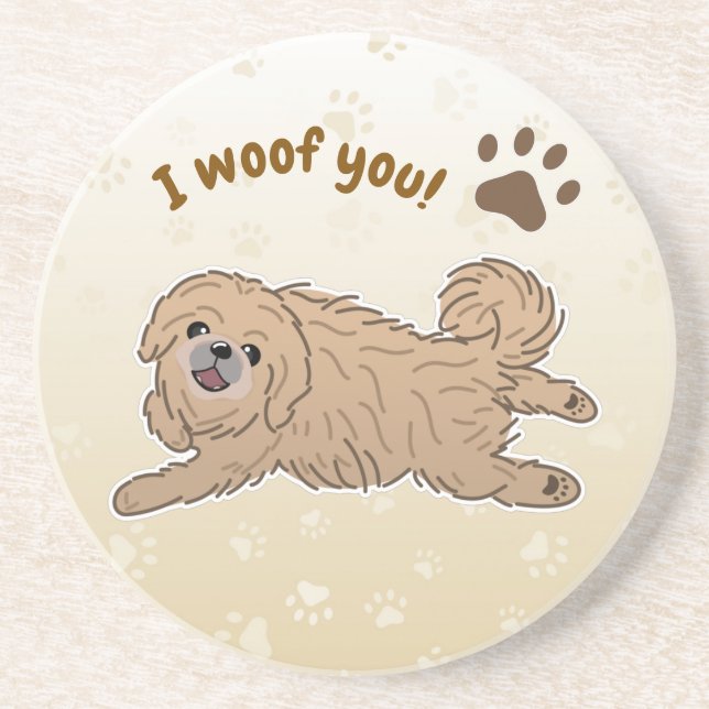 Posavasos Feliz Perro Pekín, amante de ti (Frente)