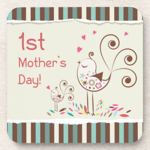 Posavasos Feliz primer día de la madre, pájaros curados en f