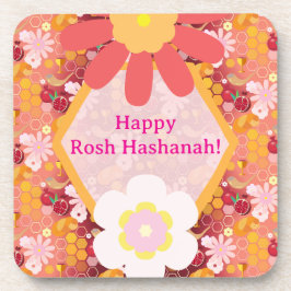 Posavasos Feliz Rosh Hashanah Patrón floral de Año Nuevo jud
