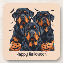 Posavasos Feliz Rottweiler de Halloween perros Jack O Lanter