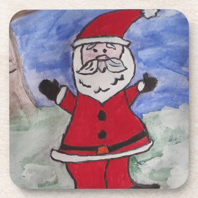 Posavasos Feliz Santa Coaster de plástico (Frente)