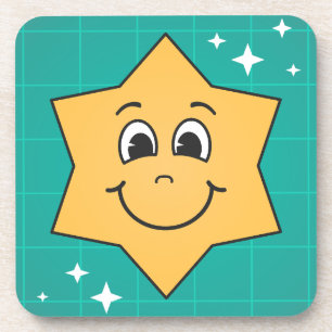 Posavasos Feliz sonrisa de estrella personalizado, diseño de