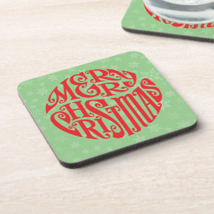 Posavasos Feliz tipografía navideña saludos alegres
