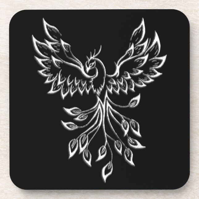 Posavasos Fénix se levanta en negro (Frente)