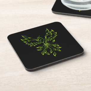 Posavasos Fénix Verde se Levanta sobre lo Negro 