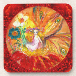 Posavasos FERIA DE LAS FLORES FANTASÍA AMARILLA Roja