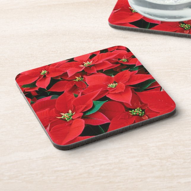 Posavasos Feriado de Poinsettia Roja (Lado Izquierdo)