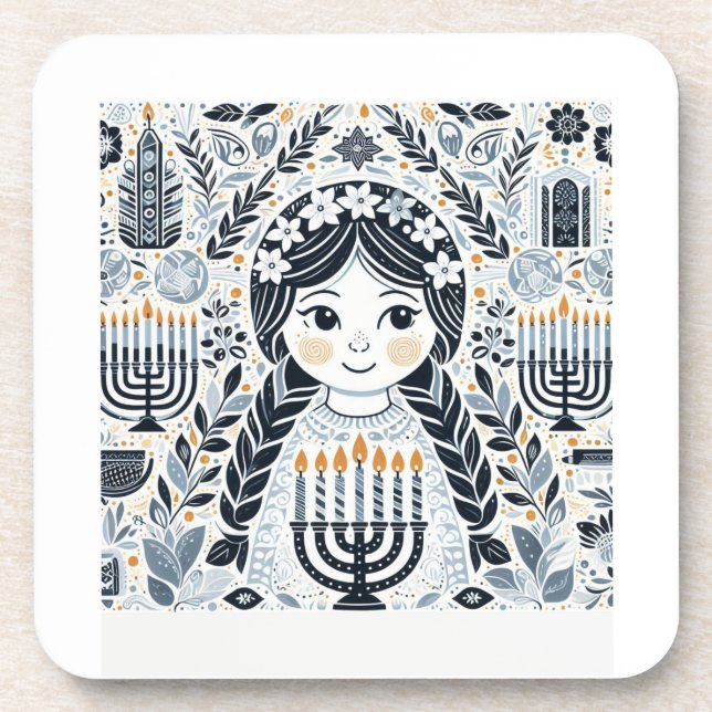 Posavasos Festival de las Luces: Stickers de Hanukkah Sameac (Frente)