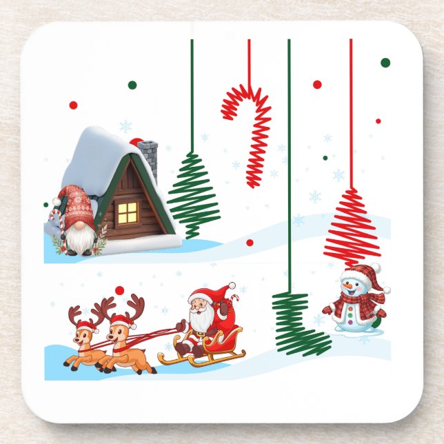 Posavasos Festive Fun Santa Christmas Scene  (Frente)