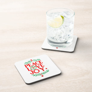 Posavasos Festividad de Navidades de Peace Love Joy