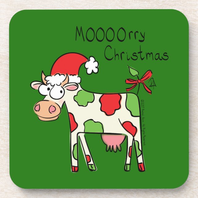 Posavasos Festividad de Navidades Personalizados de vacas di (Frente)