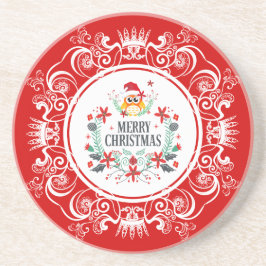 Posavasos Festividad Feliz Navidad Wreath y marco de la Coro