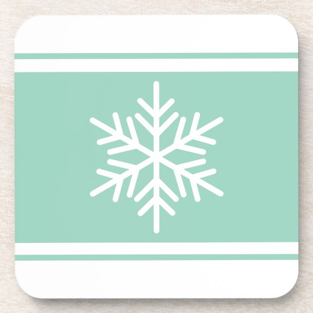 Posavasos Festividad Pastel de copo de nieve Verde azulado T (Frente)