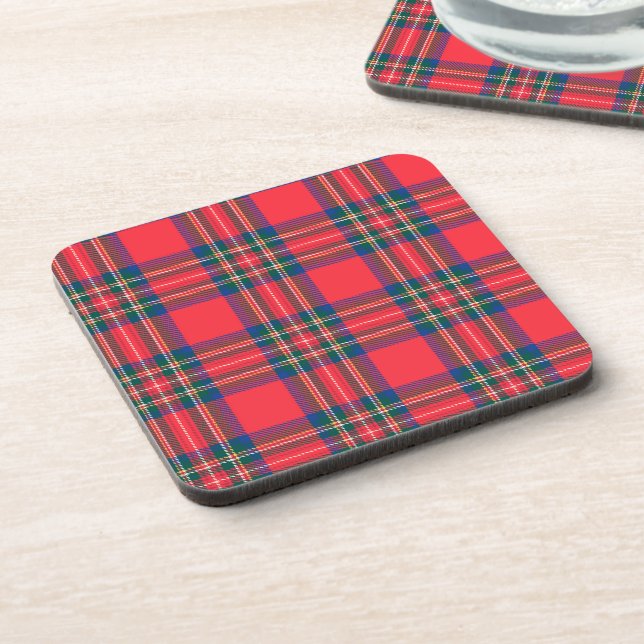 Posavasos Festividades de Tartán Plaid Red Classic Navidades (Lado Izquierdo)