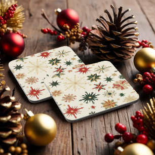 Posavasos Festividades del patrón de copos de nieve de oro r